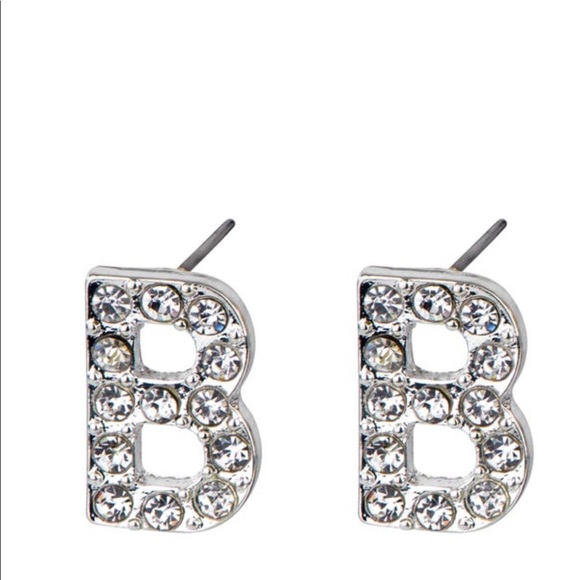 Rhinestone Bling Bling Initial Earrings - Picture 1 of 2